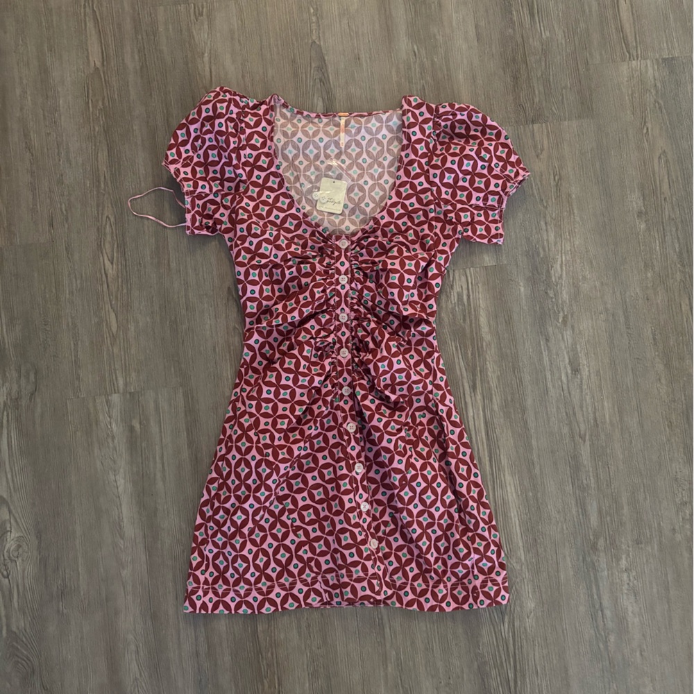 Free People Ruched Mini Dress NWT